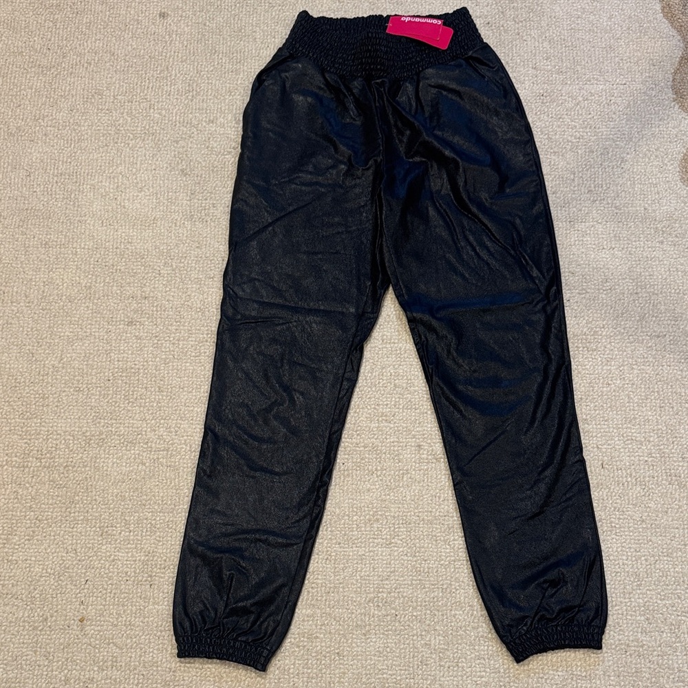Commando Women’s Black Faux Leather Smocked Jogger